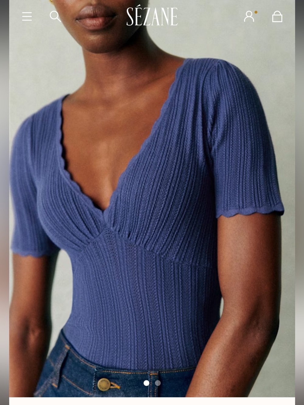 Sézane Cloe Jumper / Sweater in Washed Blue – Size Medium